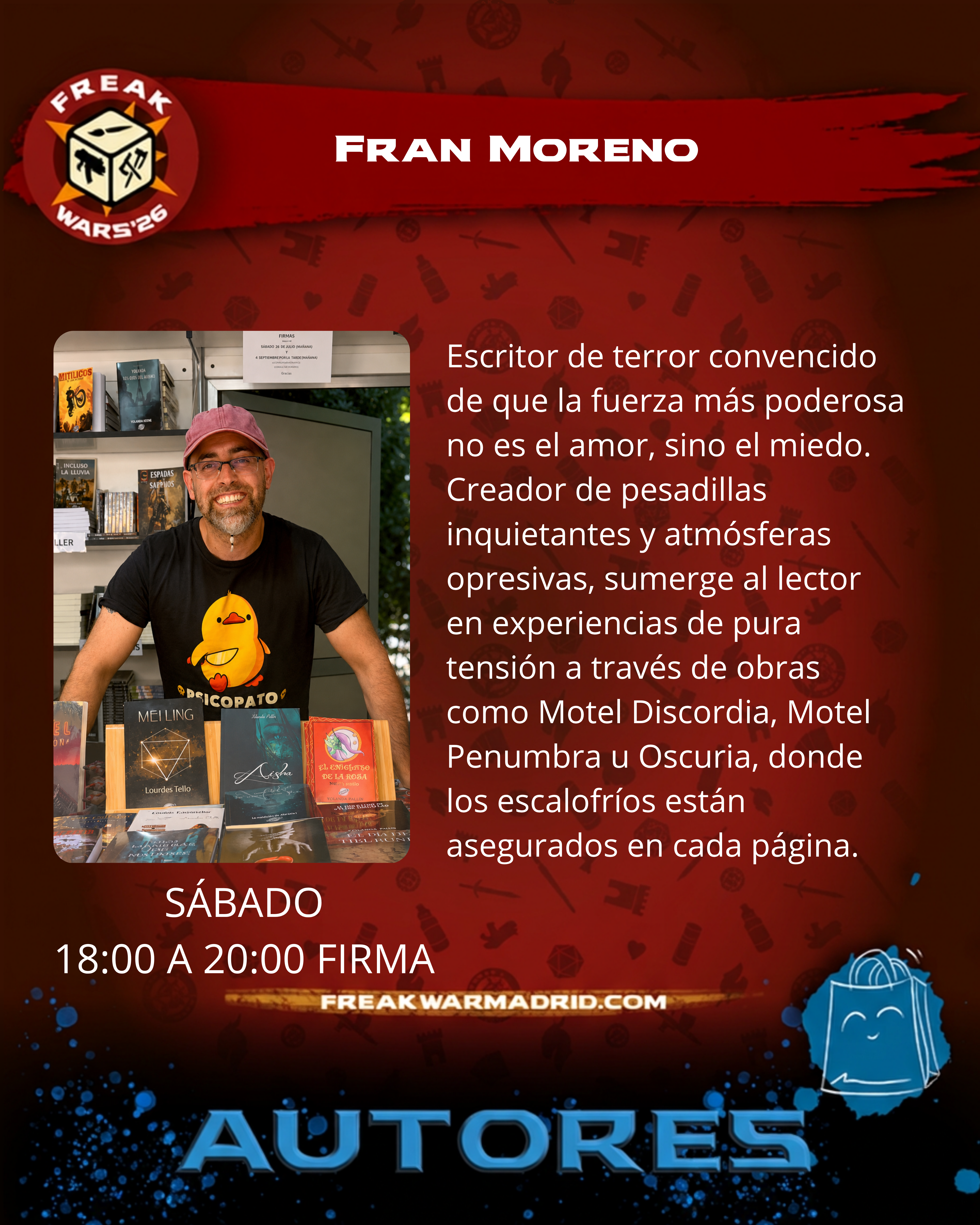 Firma de libros: Motel Discordia, Motel Penumbra, El Horror acecha de Fran Moreno
